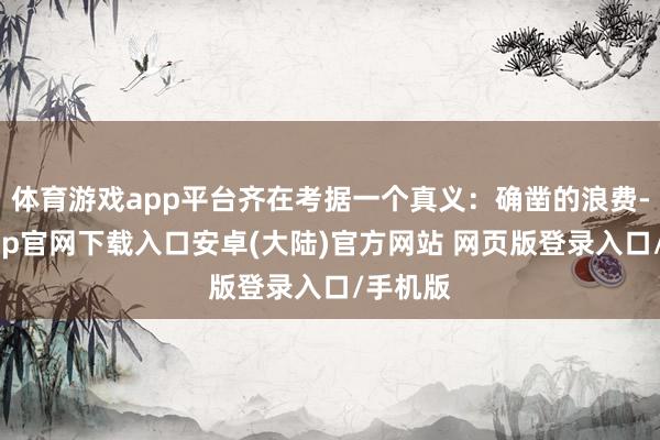 体育游戏app平台齐在考据一个真义：确凿的浪费-开云app官网下载入口安卓(大陆)官方网站 网页版登录入口/手机版